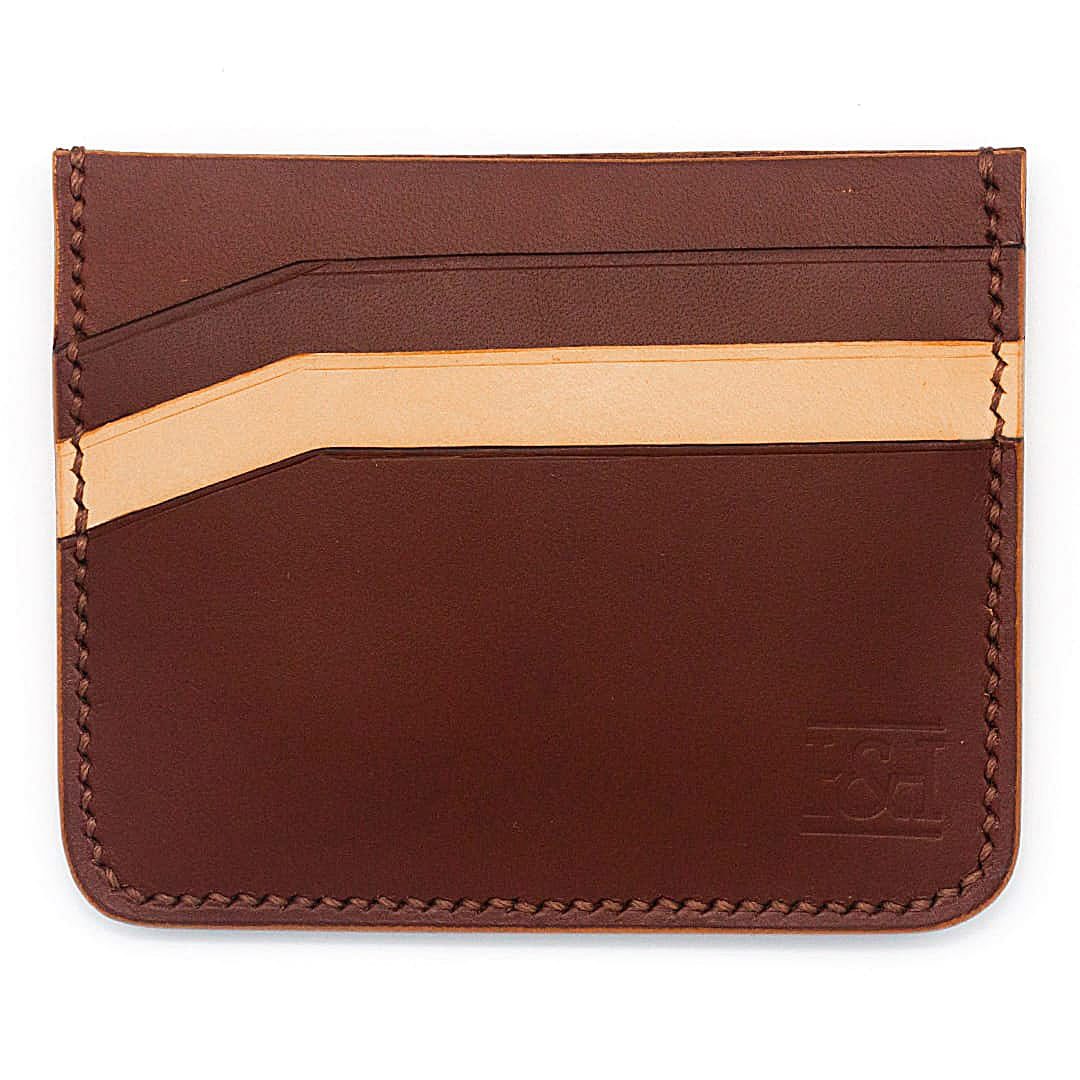 6 slot leather cardholder with modern slots.