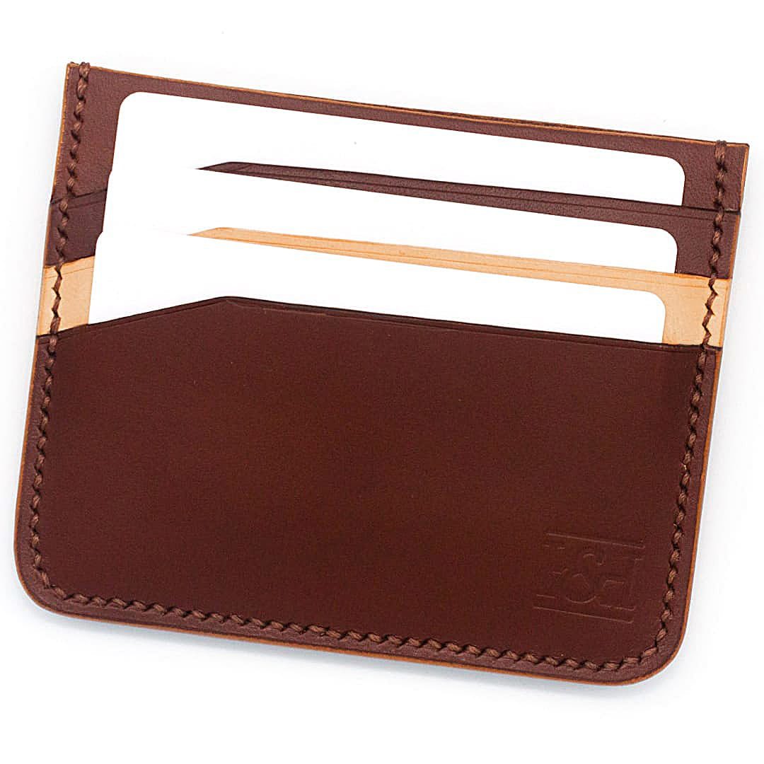 6 slot leather cardholder with modern slots and cards.