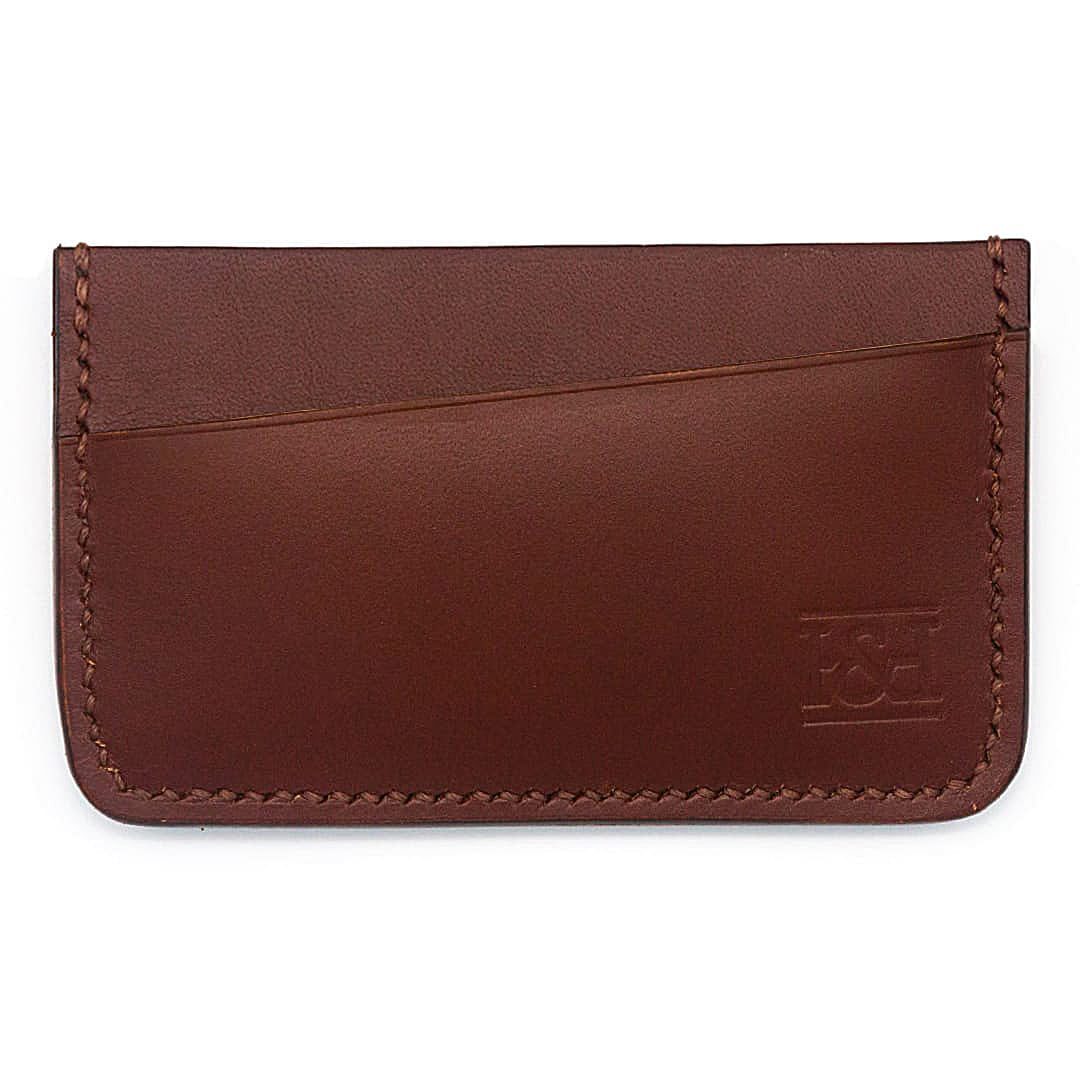 2 slot leather cardholder with sloped slots.