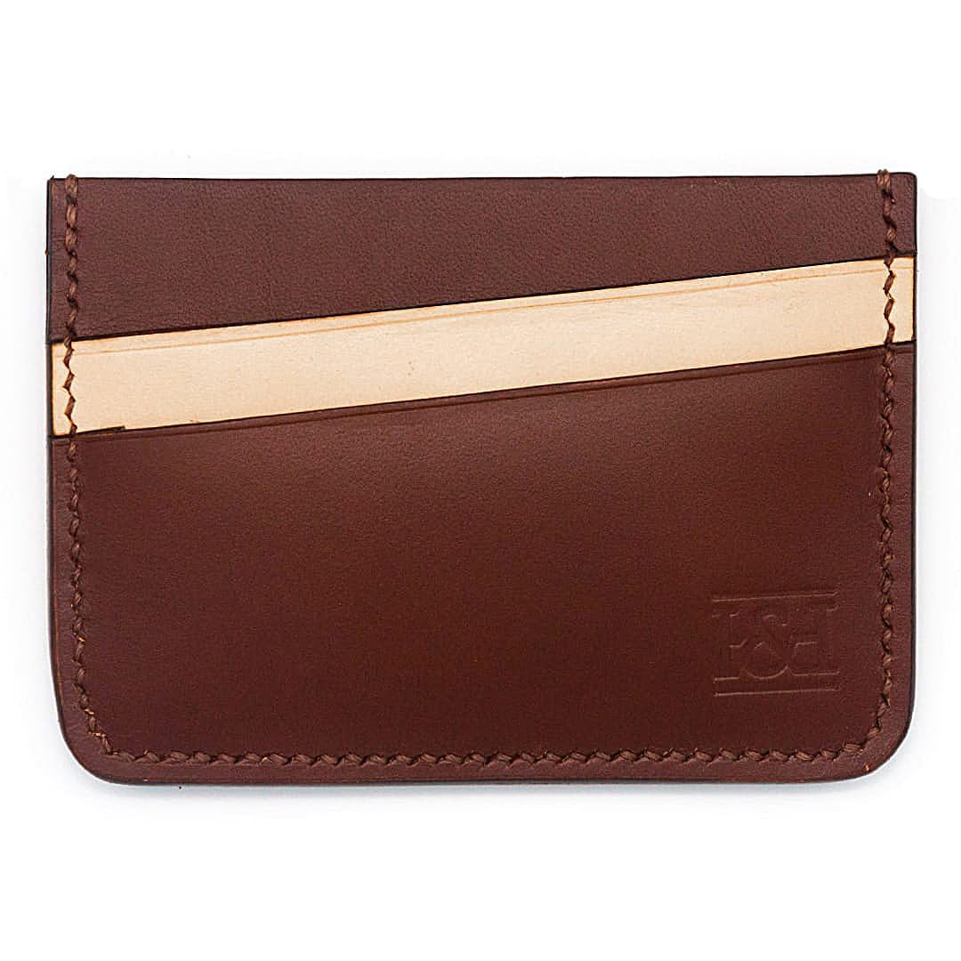 4 slot leather cardholder with sloped slots.