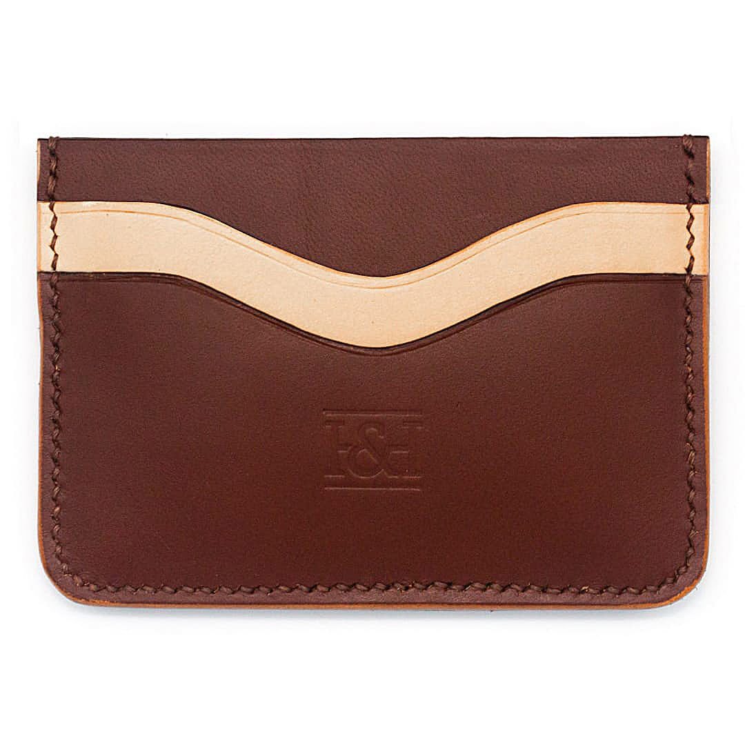 4 slot leather cardholder with wavey slots.